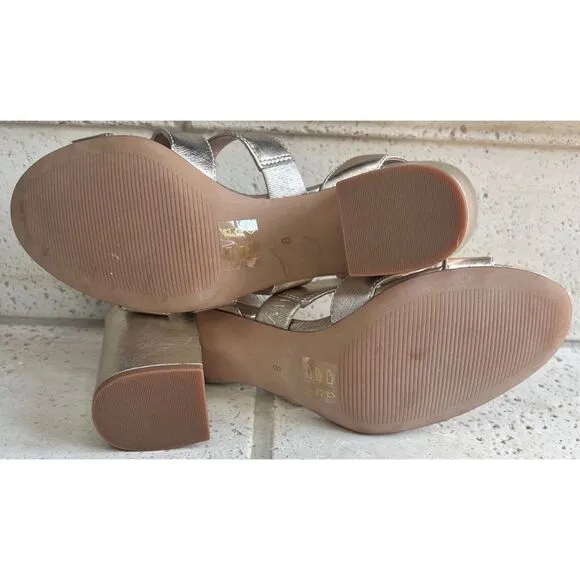 Madewell Women’s Metallic White Gold Bistra 3 Strap Maria Sandals Sz 8 H2158 NIB