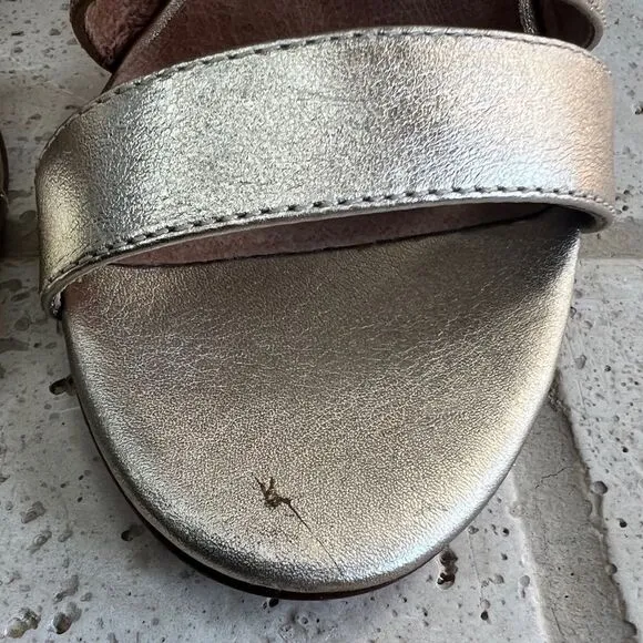 Madewell Women’s Metallic White Gold Bistra 3 Strap Maria Sandals Sz 8 H2158 NIB