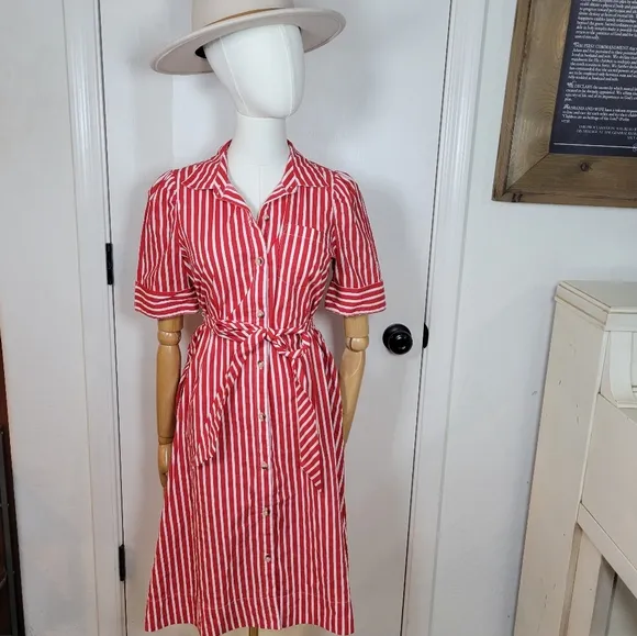 Maeve Anthropologie Kiana Striped Cotton Dress Size XS Classic Meets Casual