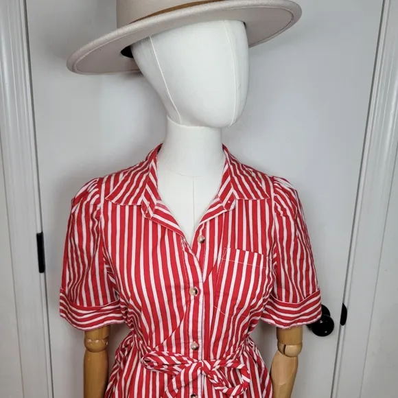 Maeve Anthropologie Kiana Striped Cotton Dress Size XS Classic Meets Casual