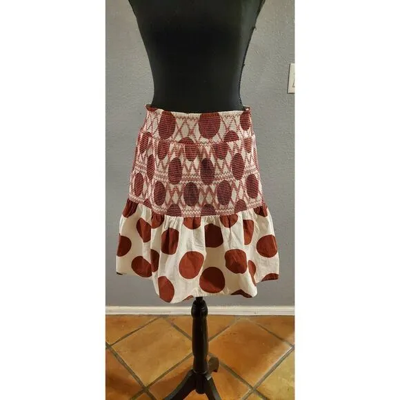 Maeve by Anthropologie Smocked polka dot Mini Skirt