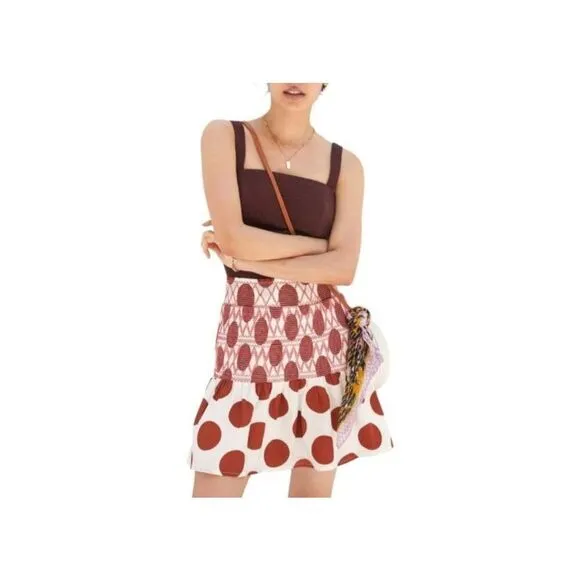 Maeve by Anthropologie Smocked polka dot Mini Skirt