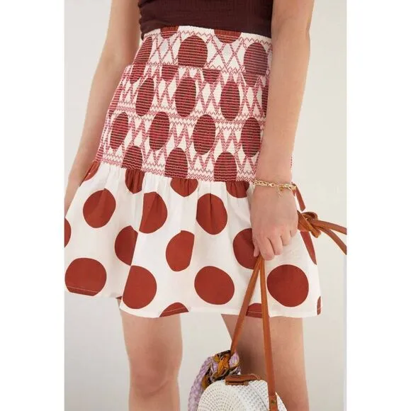 Maeve by Anthropologie Smocked polka dot Mini Skirt