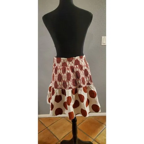 Maeve by Anthropologie Smocked polka dot Mini Skirt
