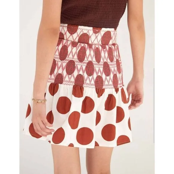 Maeve by Anthropologie Smocked polka dot Mini Skirt