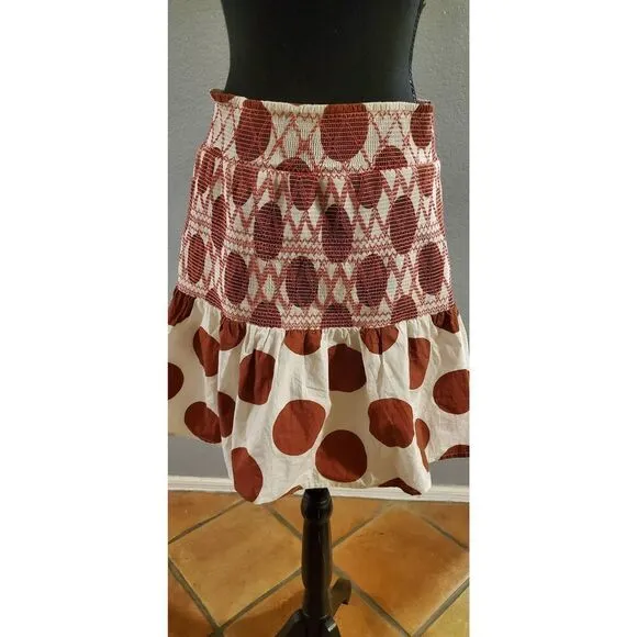 Maeve by Anthropologie Smocked polka dot Mini Skirt