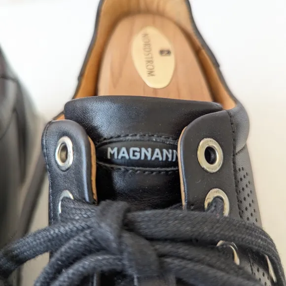 Magnanni Black Sneakers with Perforated Design and Gum Sole