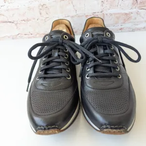 Magnanni Black Sneakers with Perforated Design and Gum Sole