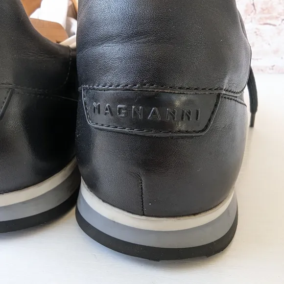 Magnanni Black Sneakers with Perforated Design and Gum Sole