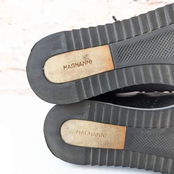 Magnanni Black Sneakers with Perforated Design and Gum Sole