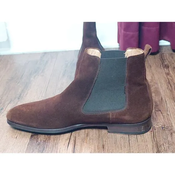 Magnanni Chelsea Dress Boots Coffee Brown Suede Mens Size 10.5 M