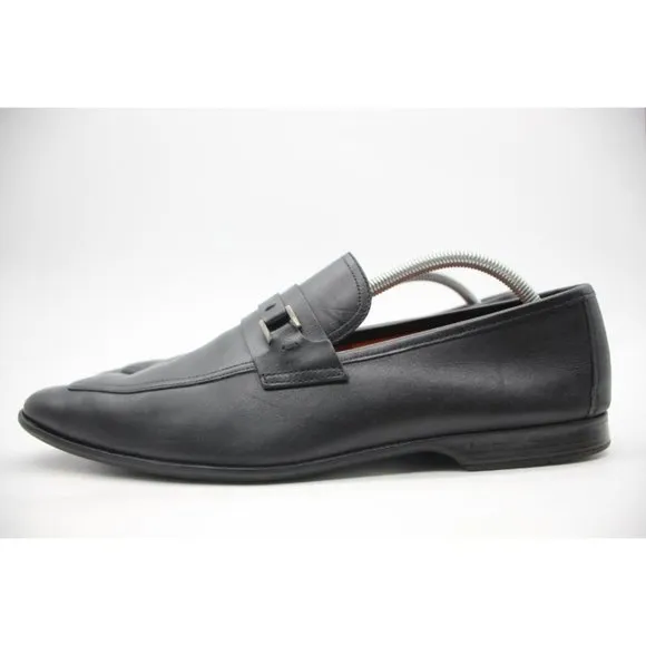 Magnanni Men's Size 10 M Black Leather Shoes Bit Loafers Apron Toe