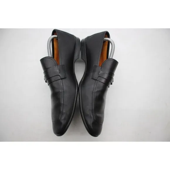 Magnanni Men's Size 10 M Black Leather Shoes Bit Loafers Apron Toe