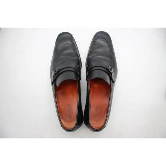 Magnanni Men's Size 10 M Black Leather Shoes Bit Loafers Apron Toe
