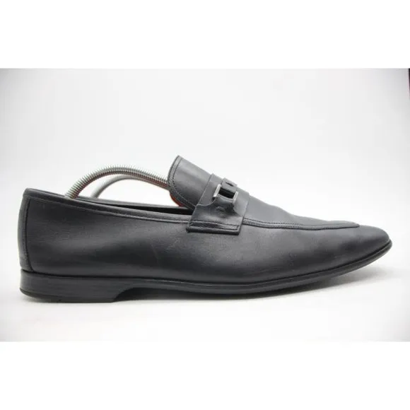 Magnanni Men's Size 10 M Black Leather Shoes Bit Loafers Apron Toe