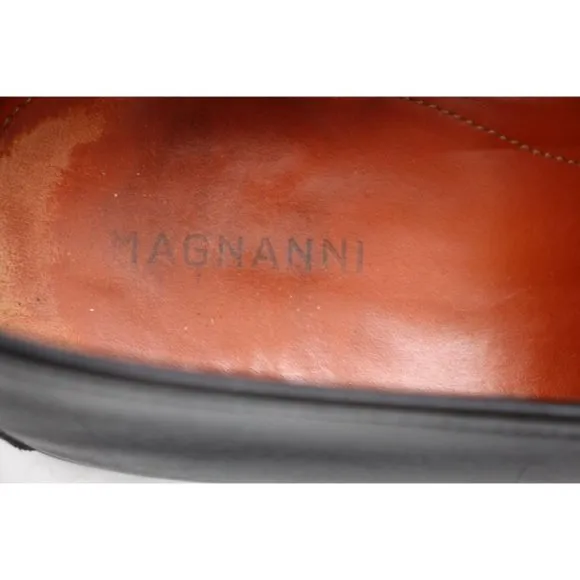 Magnanni Men's Size 10 M Black Leather Shoes Bit Loafers Apron Toe
