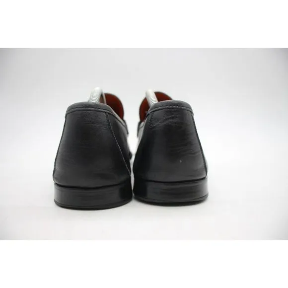 Magnanni Men's Size 10 M Black Leather Shoes Bit Loafers Apron Toe