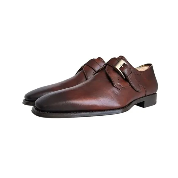 Magnanni Monk Strap Loafers in Brown Men's Size 11