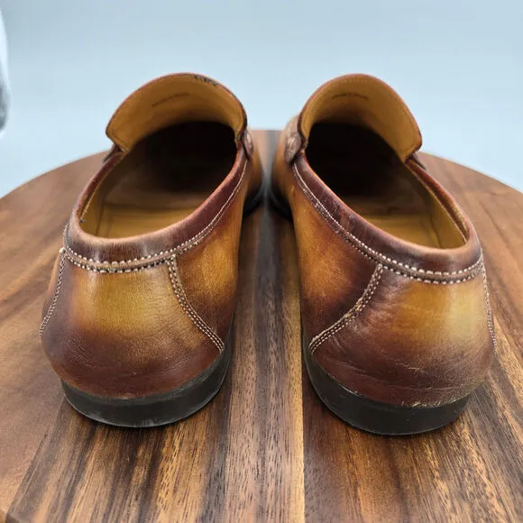 Magnanni Rambla Loafers Men's 9.5 M Brown Leather Apron Toe Bit Dress Shoes