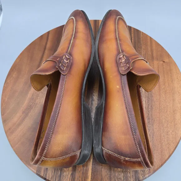 Magnanni Rambla Loafers Men's 9.5 M Brown Leather Apron Toe Bit Dress Shoes