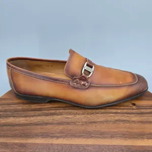Magnanni Rambla Loafers Men's 9.5 M Brown Leather Apron Toe Bit Dress Shoes