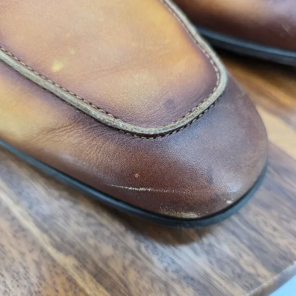 Magnanni Rambla Loafers Men's 9.5 M Brown Leather Apron Toe Bit Dress Shoes