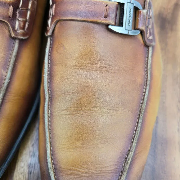 Magnanni Rambla Loafers Men's 9.5 M Brown Leather Apron Toe Bit Dress Shoes