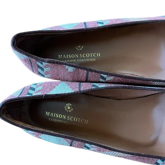 Maison Scotch Kilim Style Slip On Loafers Size 8