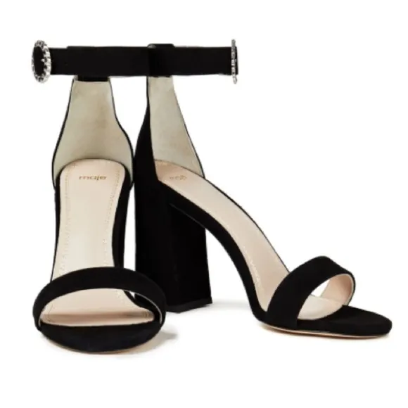 MAJE Fariaz Suede Sandals In Black