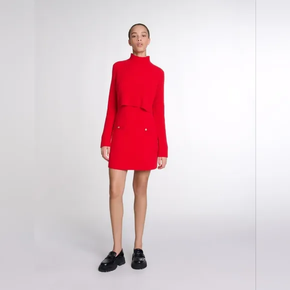 MAJE RED MINI DRESS 2in 1