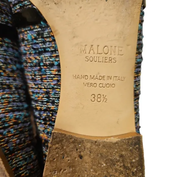 MALONE SOULIERS | Bouclé-Tweed Loafers with Patent-Leather Trim in Size …