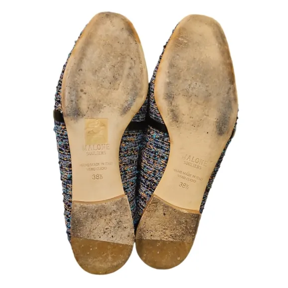 MALONE SOULIERS | Bouclé-Tweed Loafers with Patent-Leather Trim in Size …