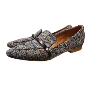 MALONE SOULIERS | Bouclé-Tweed Loafers with Patent-Leather Trim in Size …