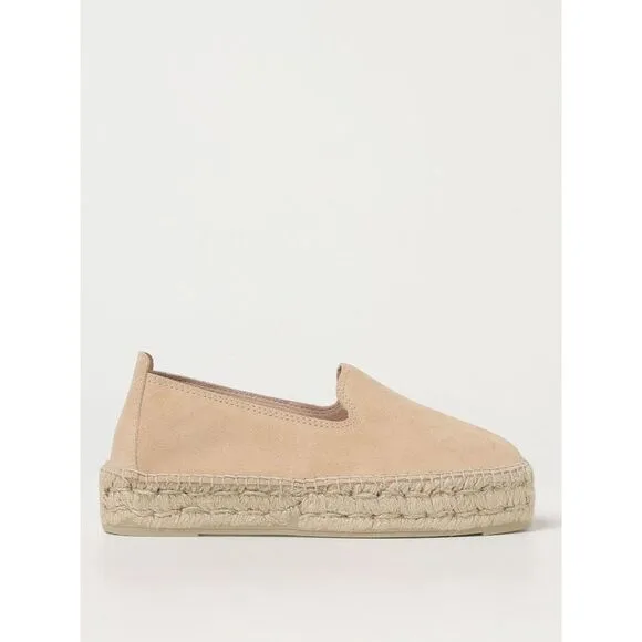 Manebi Espadrille SlipOn Suede Jute Sole Women Beige Espadrilles