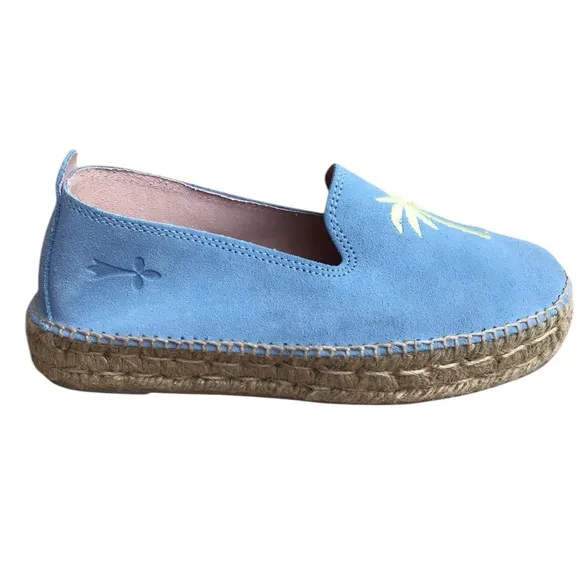 Manebi Hamptons Placid Blue Palm Espadrilles Made In Spain Size 39