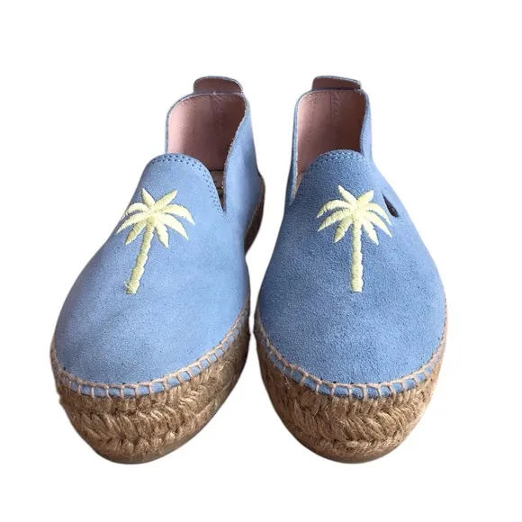 Manebi Hamptons Placid Blue Palm Espadrilles Made In Spain Size 39