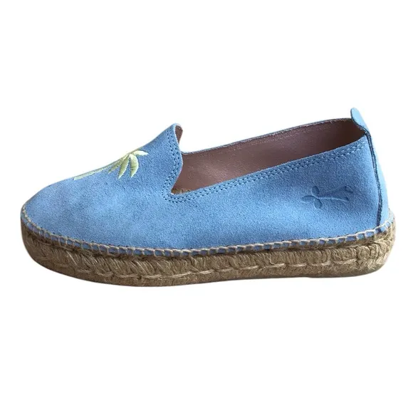 Manebi Hamptons Placid Blue Palm Espadrilles Made In Spain Size 39