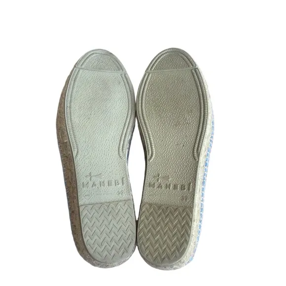 Manebi Hamptons Placid Blue Palm Espadrilles Made In Spain Size 39