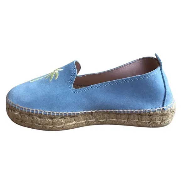 Manebi Hamptons Placid Blue Palm Espadrilles Made In Spain Size 39
