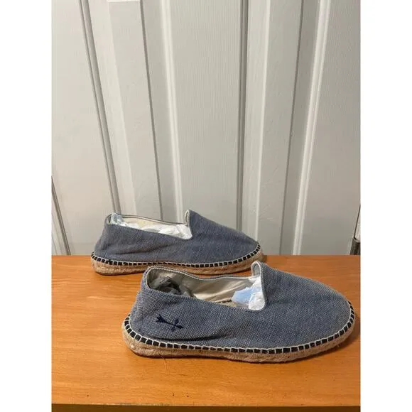 Manebi‎ x Anthropologie Slate Blue Denim Jute Mens Espadrilles 44/11