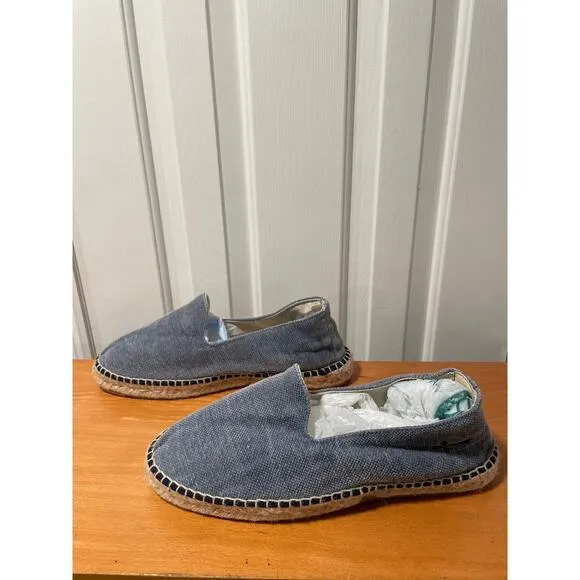 Manebi‎ x Anthropologie Slate Blue Denim Jute Mens Espadrilles 44/11