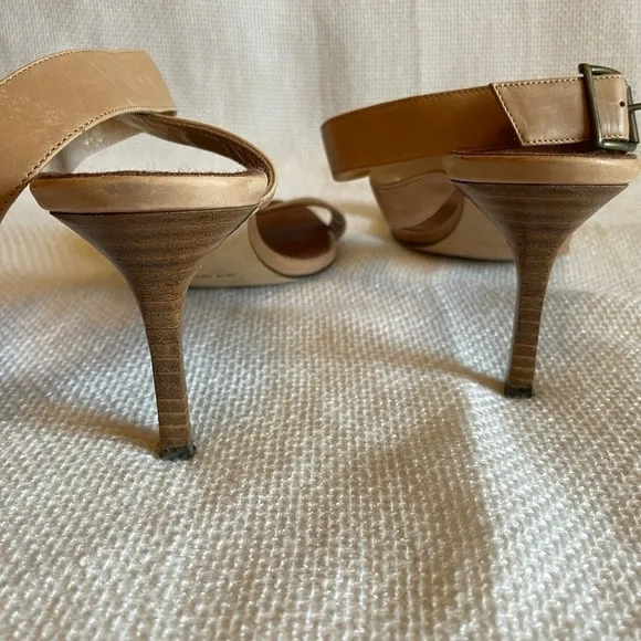 Manolo Blahnik nude ankle strap sandals