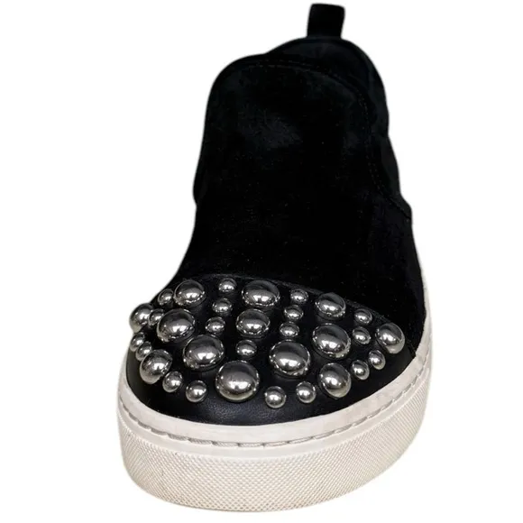 Marc by Marc Jacobs Black Studded Velvet Slip-On Sneakers, Size 38