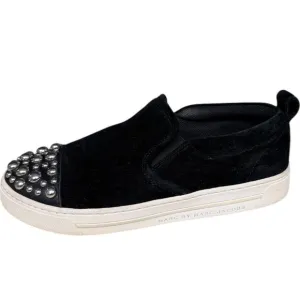 Marc by Marc Jacobs Black Studded Velvet Slip-On Sneakers, Size 38