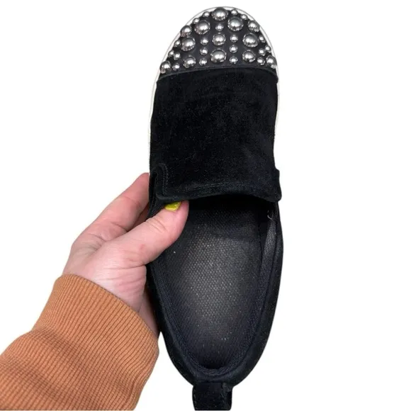 Marc by Marc Jacobs Black Studded Velvet Slip-On Sneakers, Size 38