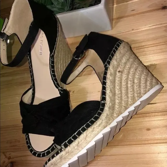 Marc Fischer LTD Espadrille Platform Wedge heels sandals black