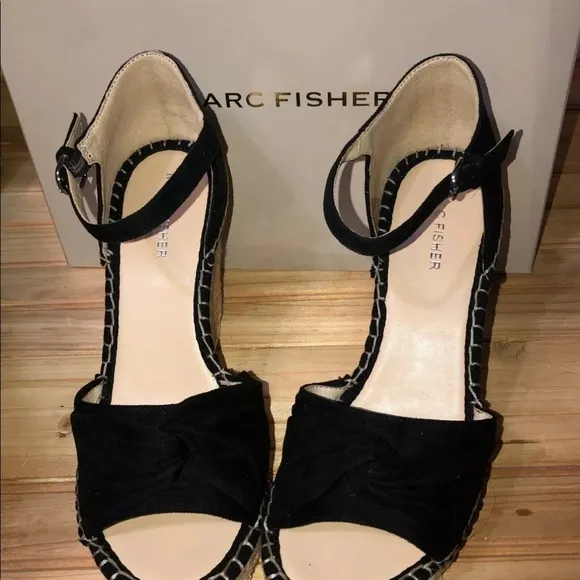 Marc Fischer LTD Espadrille Platform Wedge heels sandals black