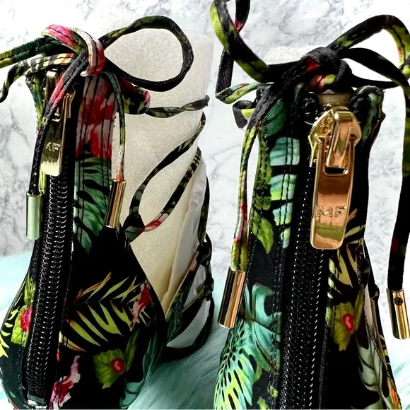 MARC FISHER Floral Strappy Lace Uo High Heel Sandals Women’s 8