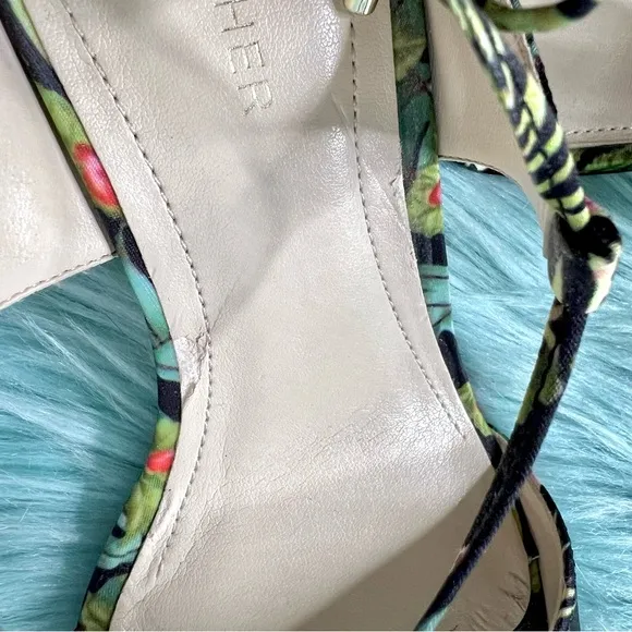 MARC FISHER Floral Strappy Lace Uo High Heel Sandals Women’s 8