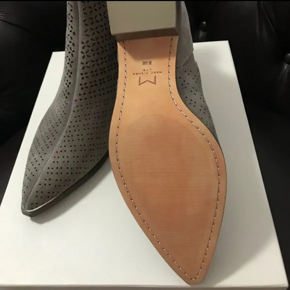 Marc Fisher Genuine Suede Booties Perforated Pull On Point Toe Ankle Boots 8.5